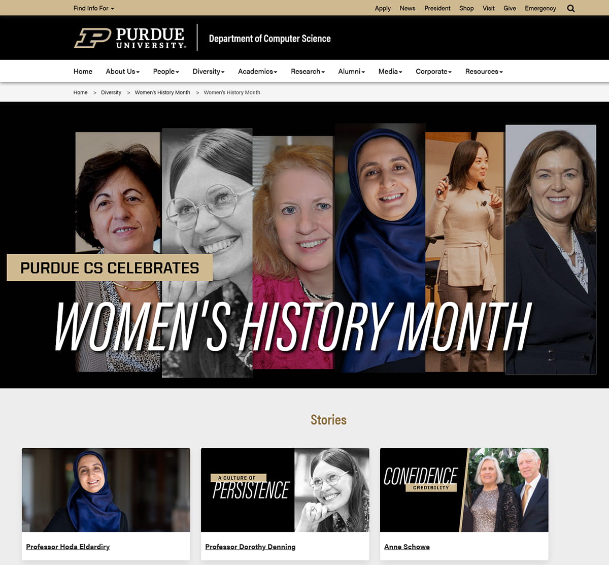 Computer Science Women's history month homepage