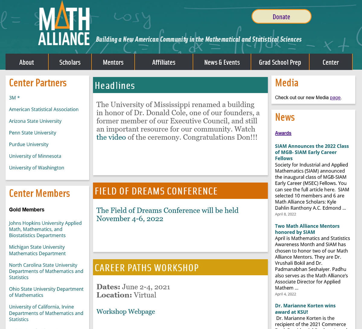 Math Alliance old homepage